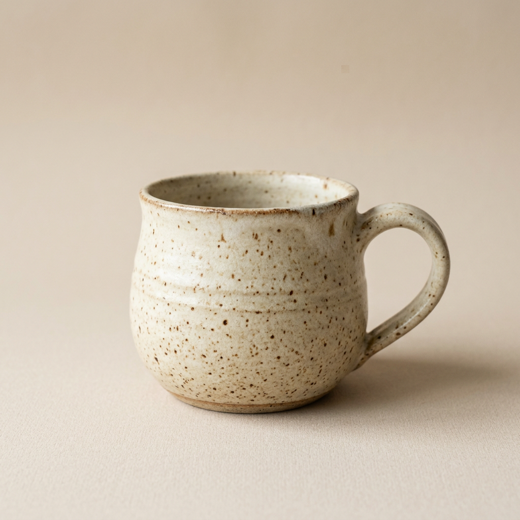 AI-generated concept of a cream speckled ceramic mug